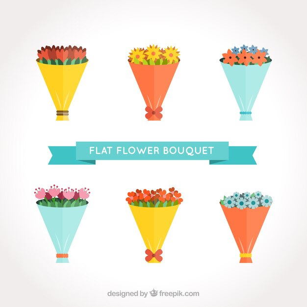 Colorful bouquets in flat style