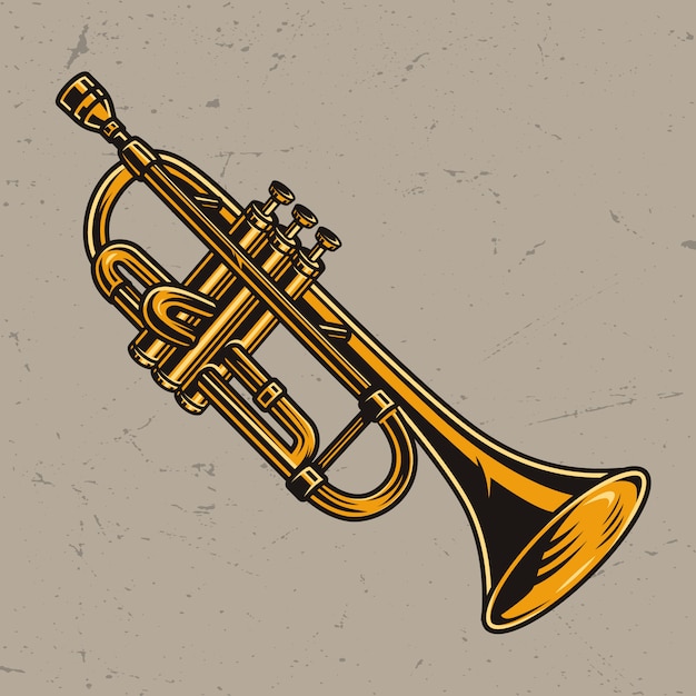 Free vector colorful brass trumpet concept