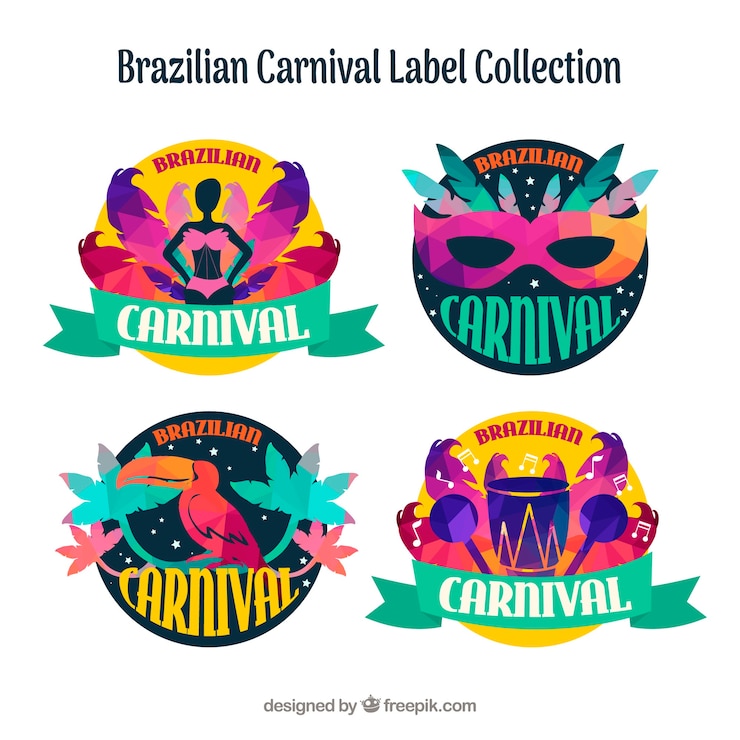 Free Vector colorful brazilian carnival labels