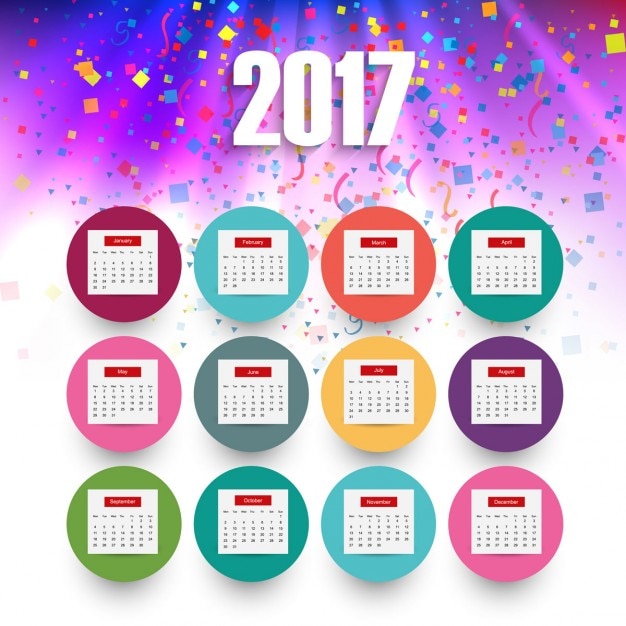 Colorato luminoso 2017 calendario