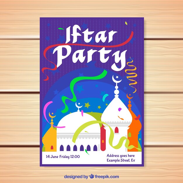 Colorful brochure of iftar party