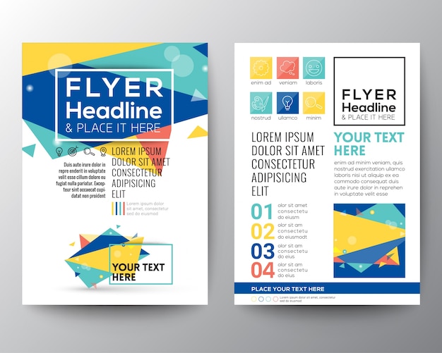 Colorful brochure with polygonal shapes