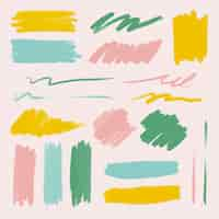 Free vector colorful brush stroke element vector set