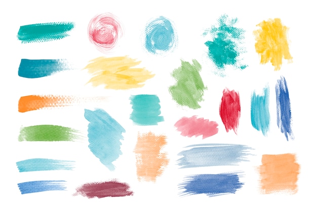 Colorful brushstroke design vector set