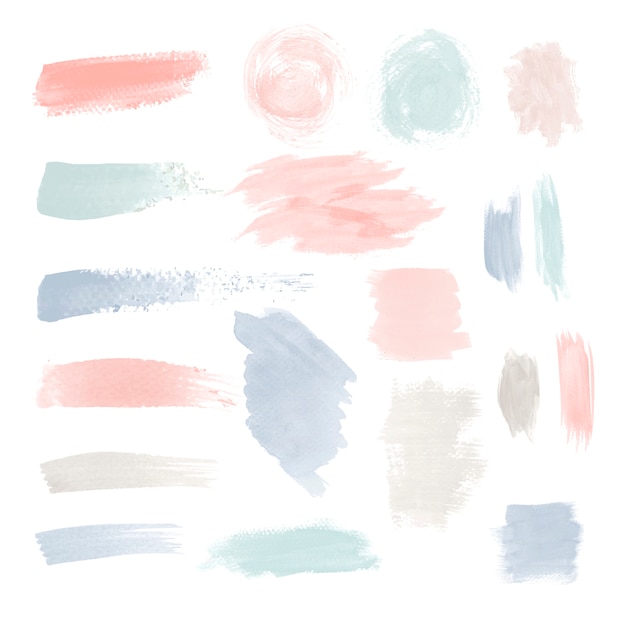 Colorful brushstroke design vector set