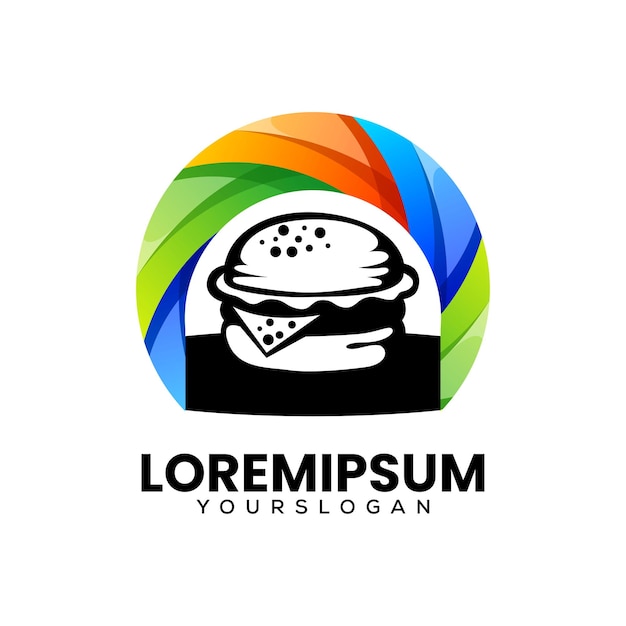 Бесплатное векторное изображение Красочный дизайн логотипа иконы бургера
