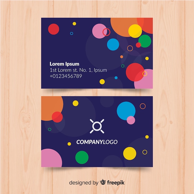 Free vector colorful business card template with circles