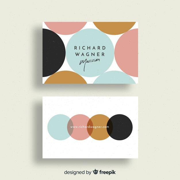 Colorful business card template with geometric design