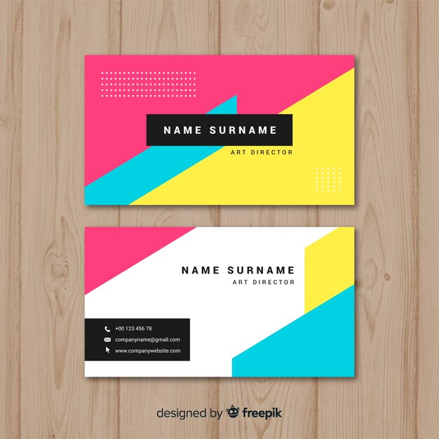 Free vector colorful business card template with geometric design