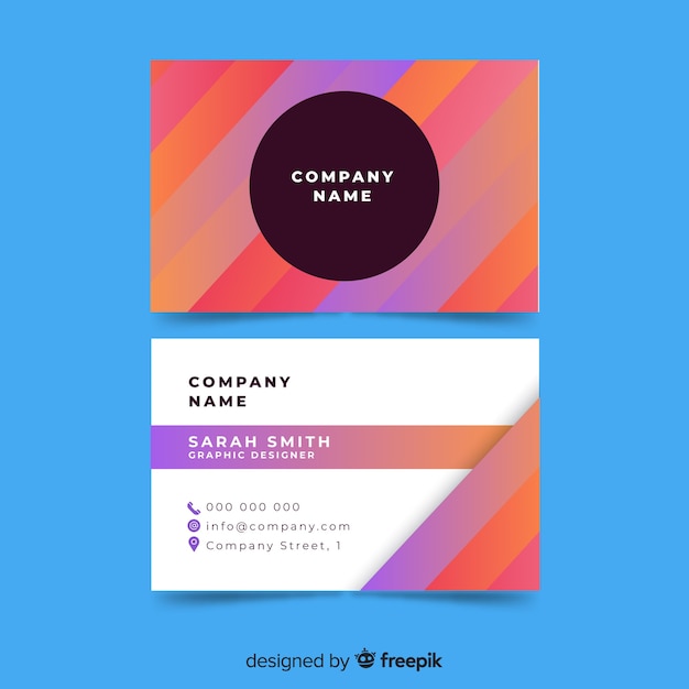 Colorful business card template with geometric shapes