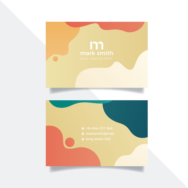 Free vector colorful business card template with pastel-colored stains