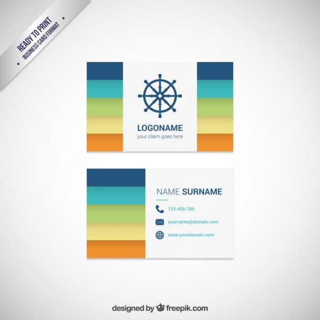 Free vector colorful business card with an anchor