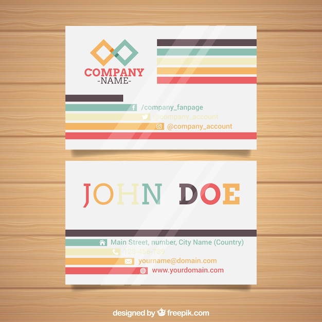 Colorful business card with flat design