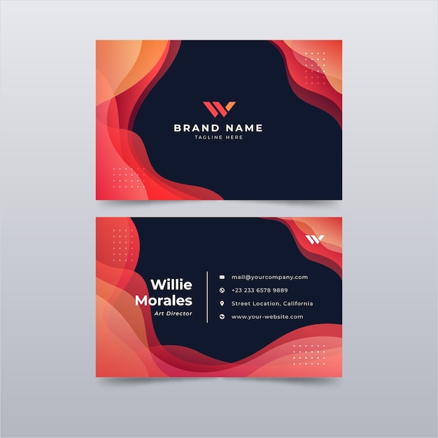 Free vector colorful business card with fluid shapes