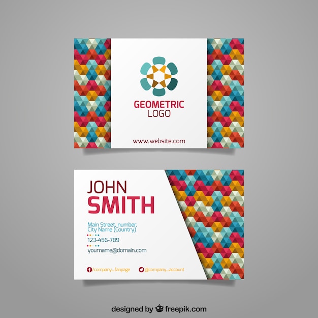 Free vector colorful business card with polygonal style