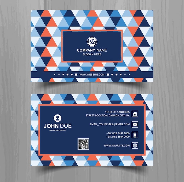 Colorful business card with triangular shapes