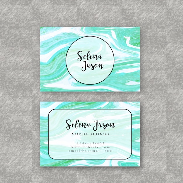 Colorful business cards marble texture