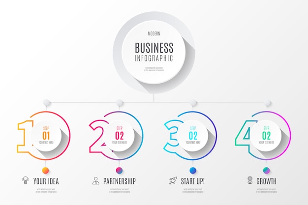 Free vector colorful business diagram infographics with numbers