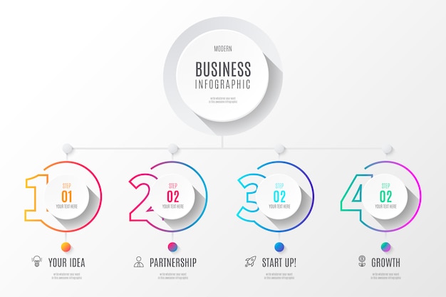 Colorful Business Diagram Infographics with Numbers