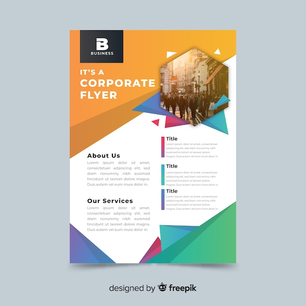 Free vector colorful business flyer template with geometric shapes