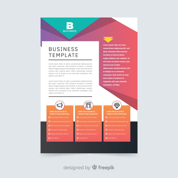 Colorful business flyer template with geometric shapes