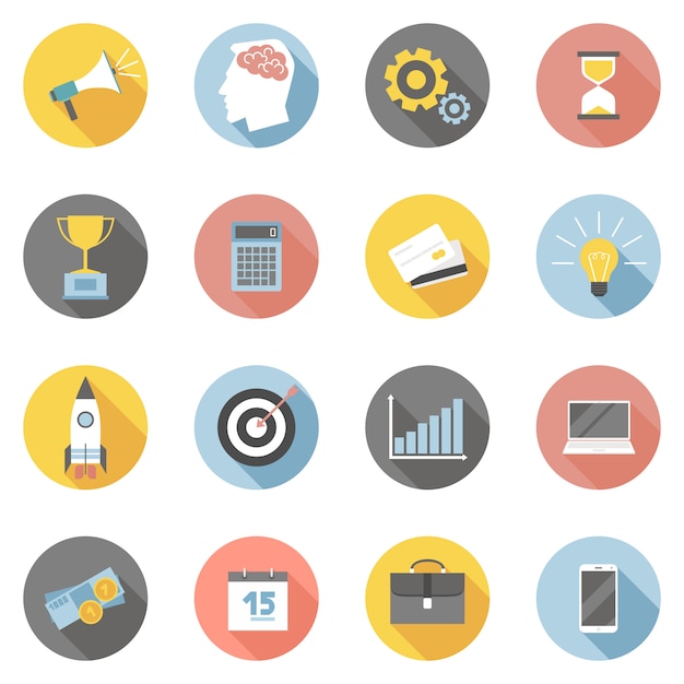 Free vector colorful business icons flat set