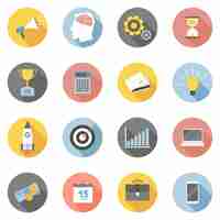 Free vector colorful business icons flat set