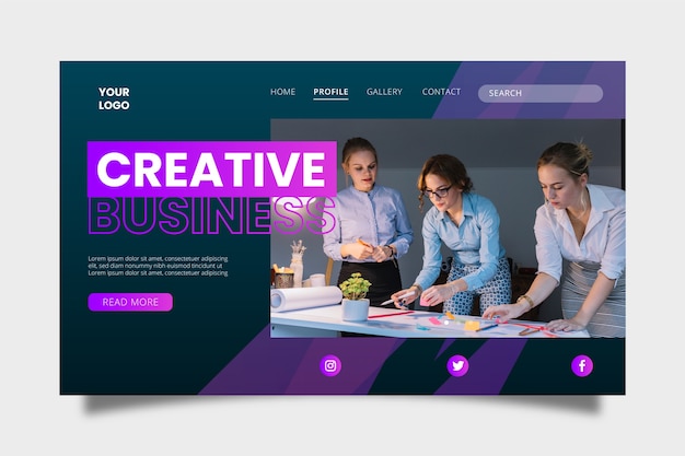 Free vector colorful business landing page template