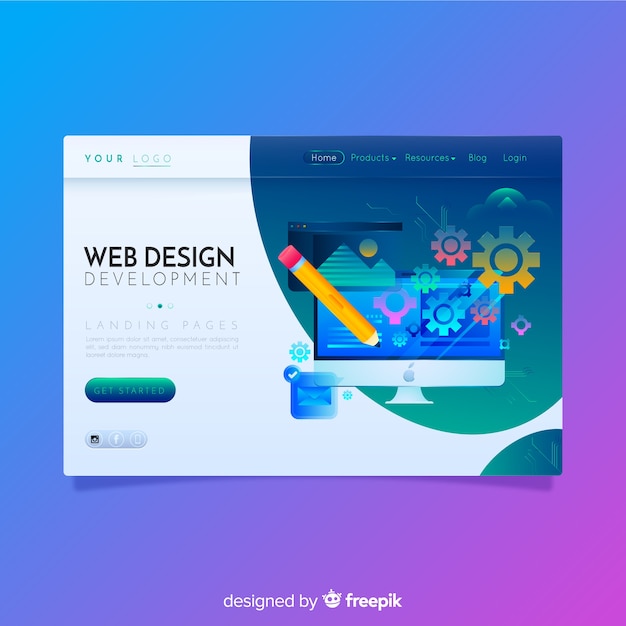 Free vector colorful business landing page