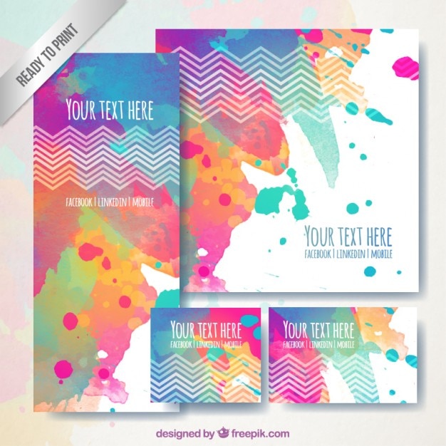Colorful business stationery in hand painted style