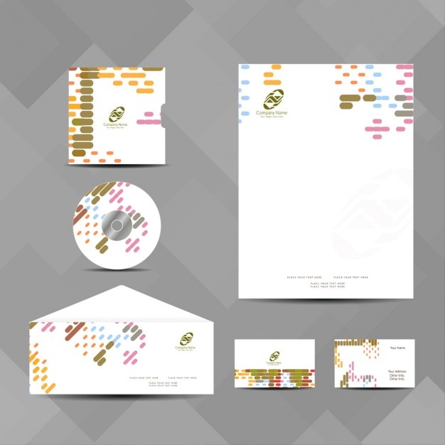Free vector colorful business stationery