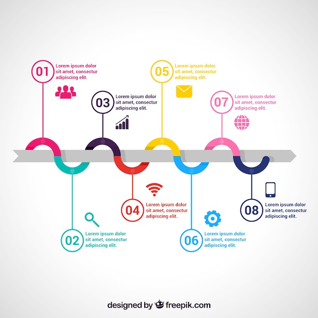 Flat Design Colorful Business Timeline – Free Vector Download