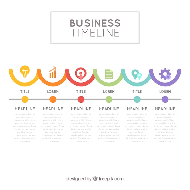 Colorful business timeline with flat design