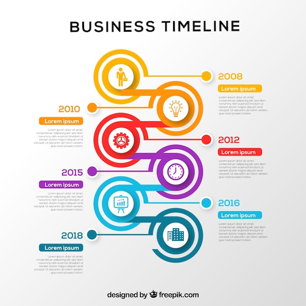 Cronologia aziendale colorato con design piatto
