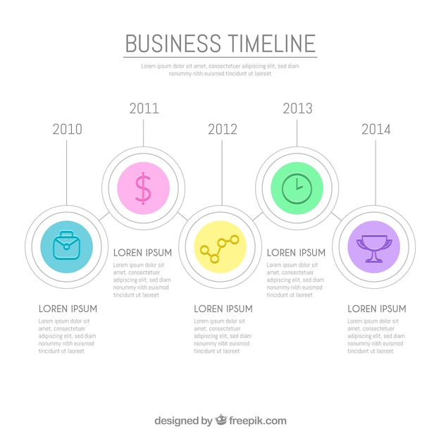 Colorful business timeline with flat design