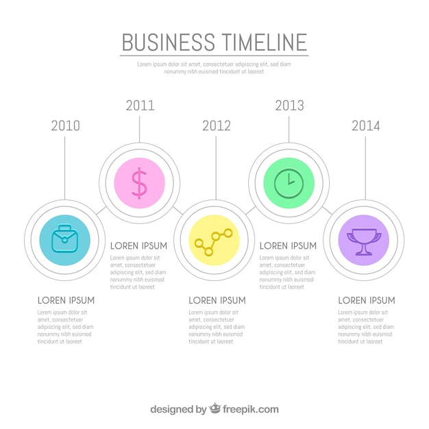 Colorful business timeline with flat design