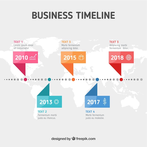 Colorful business timeline with flat design