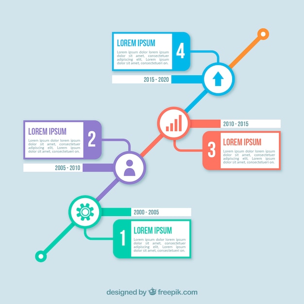 Colorful business timeline with flat design