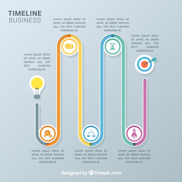 Colorful business timeline with flat design