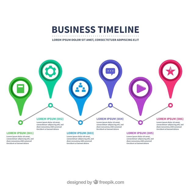 Free vector colorful business timeline with flat design