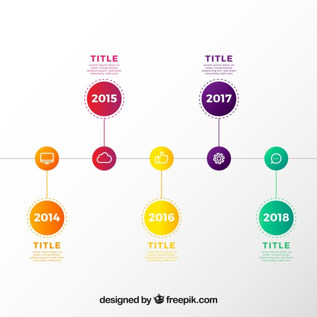 평면 디자인으로 다채로운 비즈니스 타임 라인