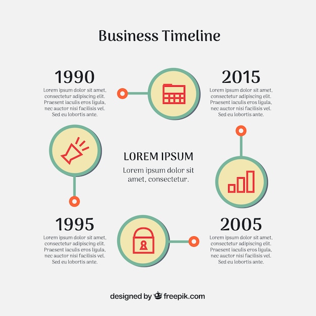 Colorful business timeline with flat design