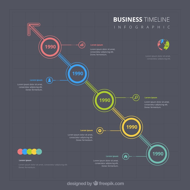 Colorful business timeline with flat design