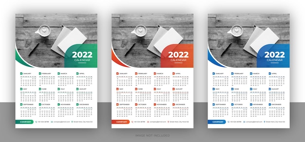 Colorful business wall calendar design template