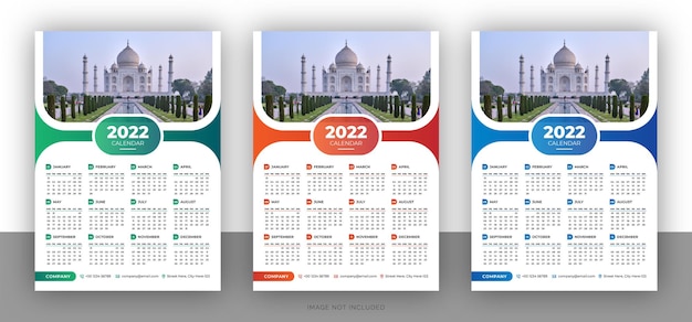 Colorful business wall calendar design template