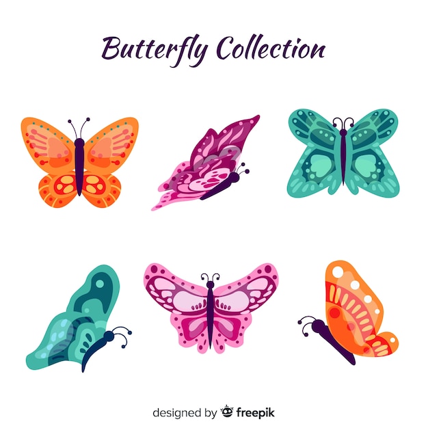 Vettore gratuito collezione di farfalle colorate