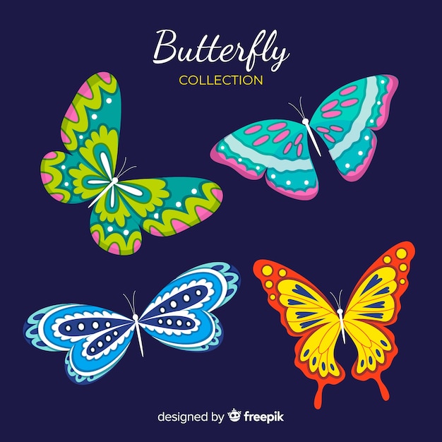 Colorful butterflies collection