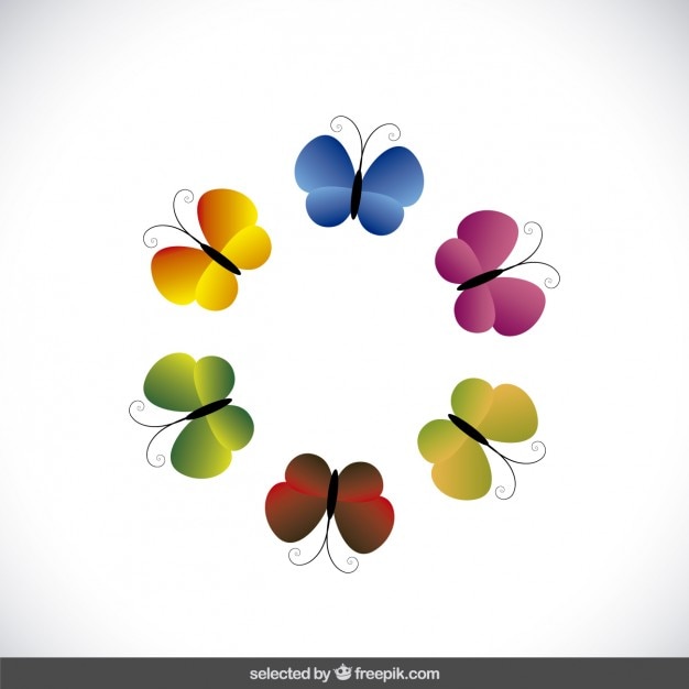 Красочные бабочки распространены в круглой формы