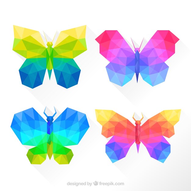 Colorful butterflies in geometric style