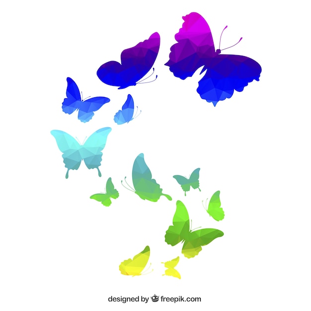 多角形のスタイルでカラフルな蝶